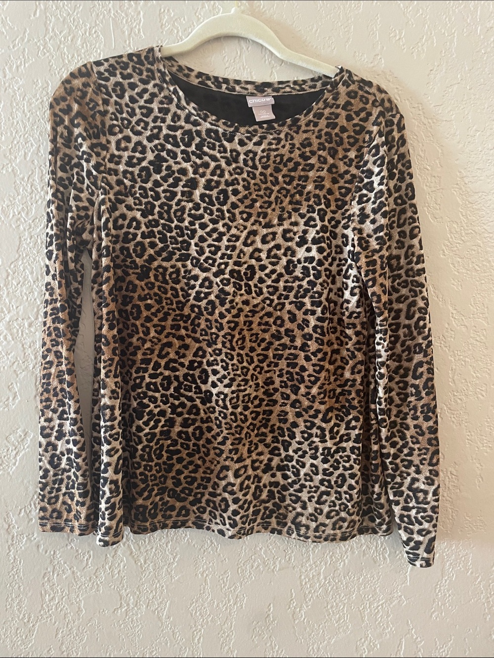 Chico's Leopard Print Long-Sleeve Top in Brown and Black